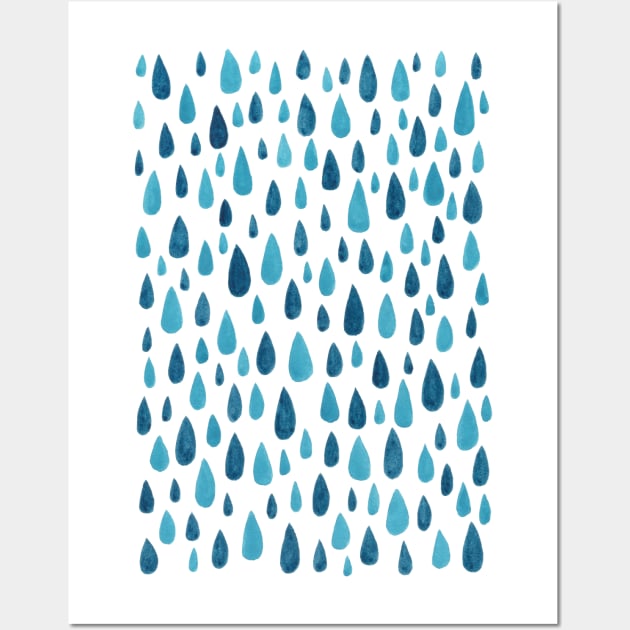 Blue Raindrops Wall Art by sallycummingsdesigns